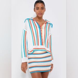 Solid & Stripe Crochet Vertical Stripe Lola Pullover Sz Xl